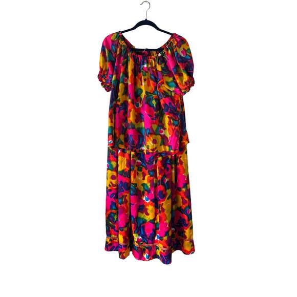 Vintage 1970s 70s Handmade Rainbow Bark Cloth Skirt Set - Picture 8 of 12